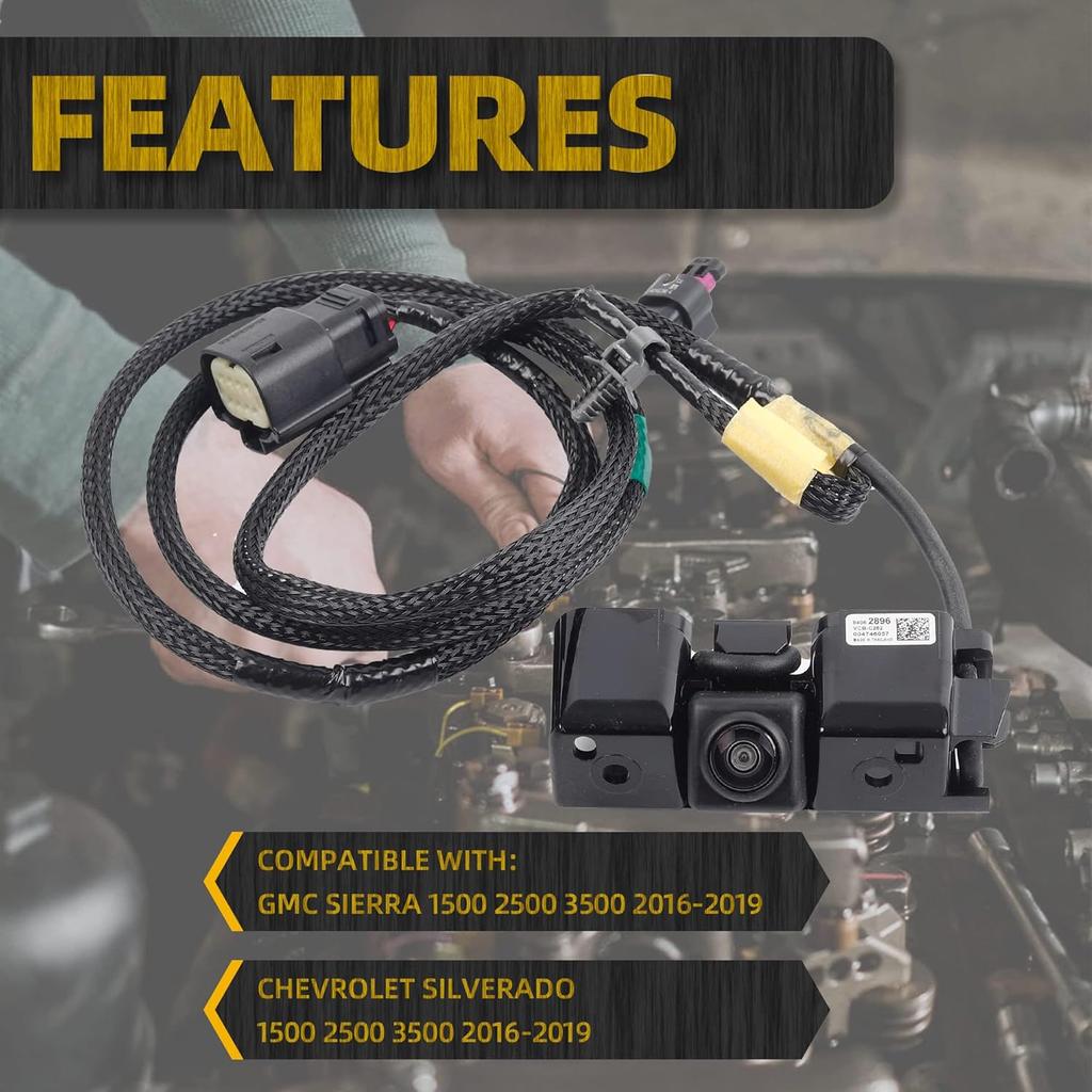 Dasbecan Backup Camera Compatible with Chevrolet Silverado 2016-2019 & GMC Sierra 1500 2500 3500 Rear View Park Assist Camera Replaces# 84062896