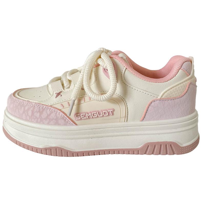 B1631 latex insole/thick baseplate shoes women's shoes casual 2025 spring new niche round head bread white shoes