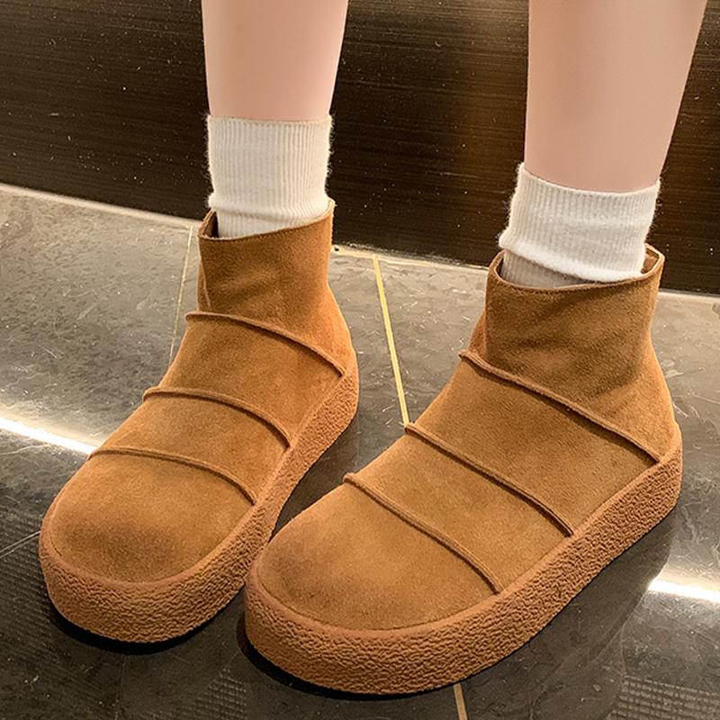 

Ботильоны женские на платформе замшевые туфли на плоской подошве модная зимняя обувь новый тренд дизайнерские готические челси зимние короткие ботинки женские сапожки 42