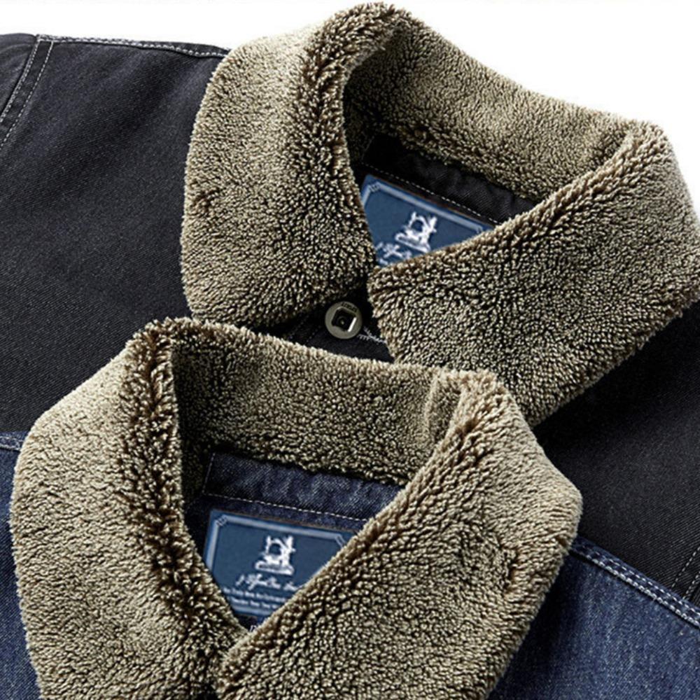 Nuevas Chaquetas de Mezclilla Cálidas de Invierno para Hombre con Forro Polar Bolsillos Grandes Chaquetas de Mezclilla Cargo Alta Calidad Masculino Azul Claro Slim Abrigos de Mezclilla Talla 4X