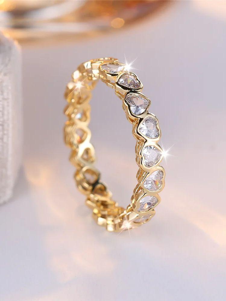 

Trendy White Zircon Love Heart Vintage Gold Color Wedding Bands Engagement Rings For Women Men Minimalist Jewelry 6