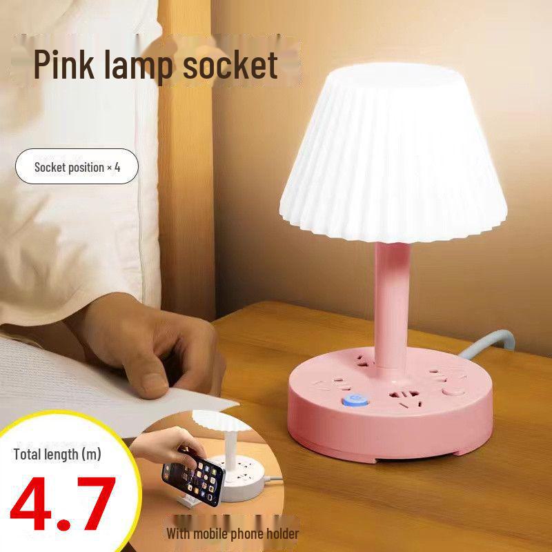 LED Nachttischlampe mit USB-Ladeanschluss und mehreren Steckdosen