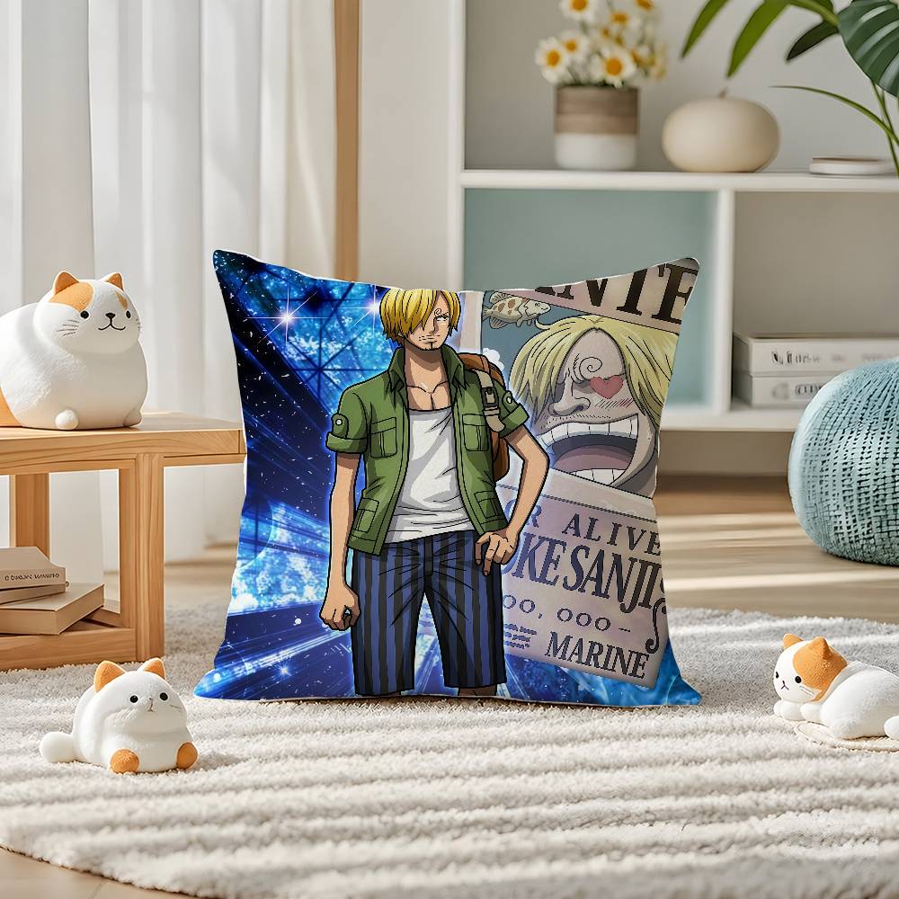 One Piece Monkey D Luffy Anime Plush Pillow Cover Soft Short Plush Cushion Cover For Sofa Bedroom Home Decor Gift Decoration