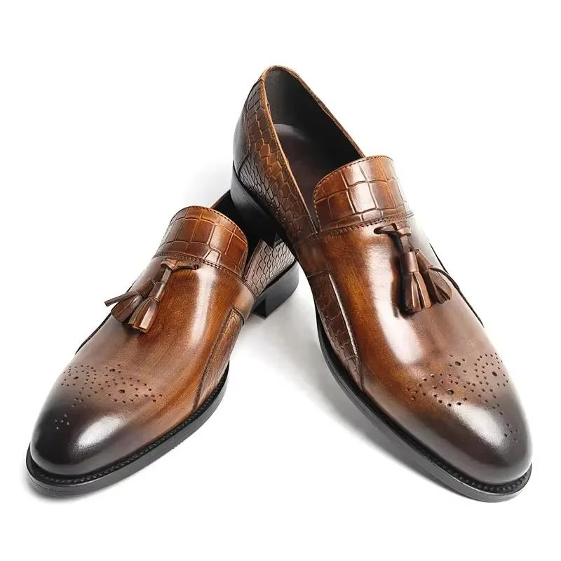 Fashion Wholesale Loafers Men Shoes Top Layer Cow Leather Upper Casual Daily Walking Style Popular Business Office Handcrafted Man Shoe