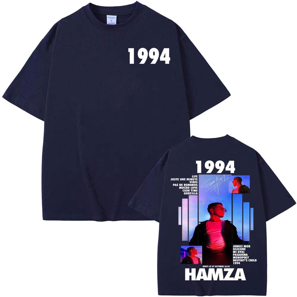 Rapper 1994 Hamza Album Tour 2025 Men's Graphic T-Shirt Oversized Gothic T-Shirt Crew Neck Vintage Unisex Casual Cotton T-Shirt.