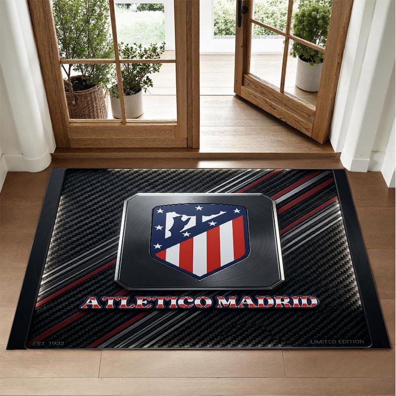 Atletico Madrid Design Crystal Velvet Rug Soft Decorative Mat for Bedroom Entrance