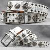 Original Punk Belt Men Women Skull Rivet Snake PU Leather Needle Buckle 105-125cm