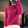 Women's Pure Wool Half-High Neck Sweater - Loose Fit Knitwear for Autumn and Winter
