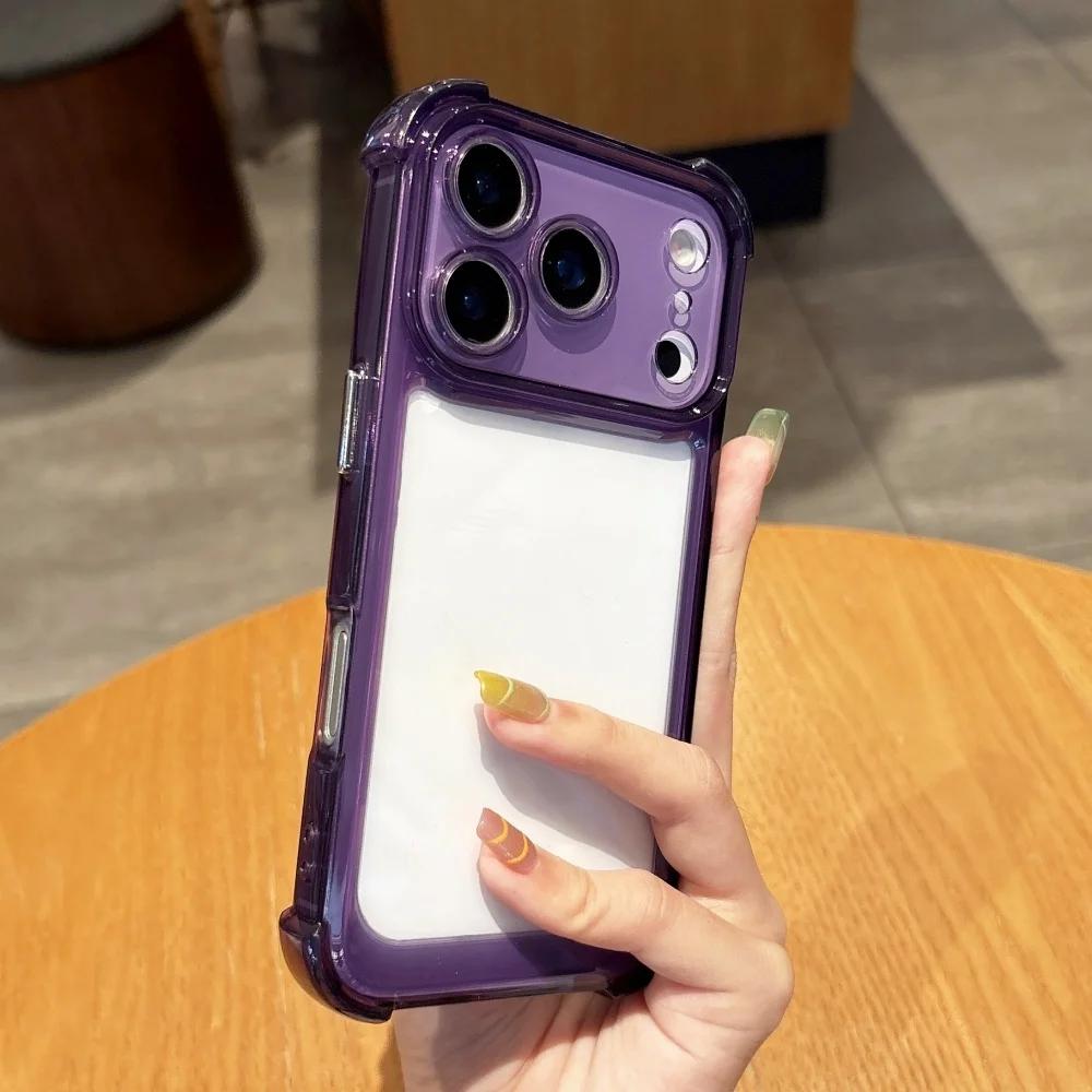 Airbag Shockproof Armor Phone Case For iPhone  Air 16 15 Plus 14 17 Pro Max 13 12 11 16e Transparent Protective Hard Cover Funda