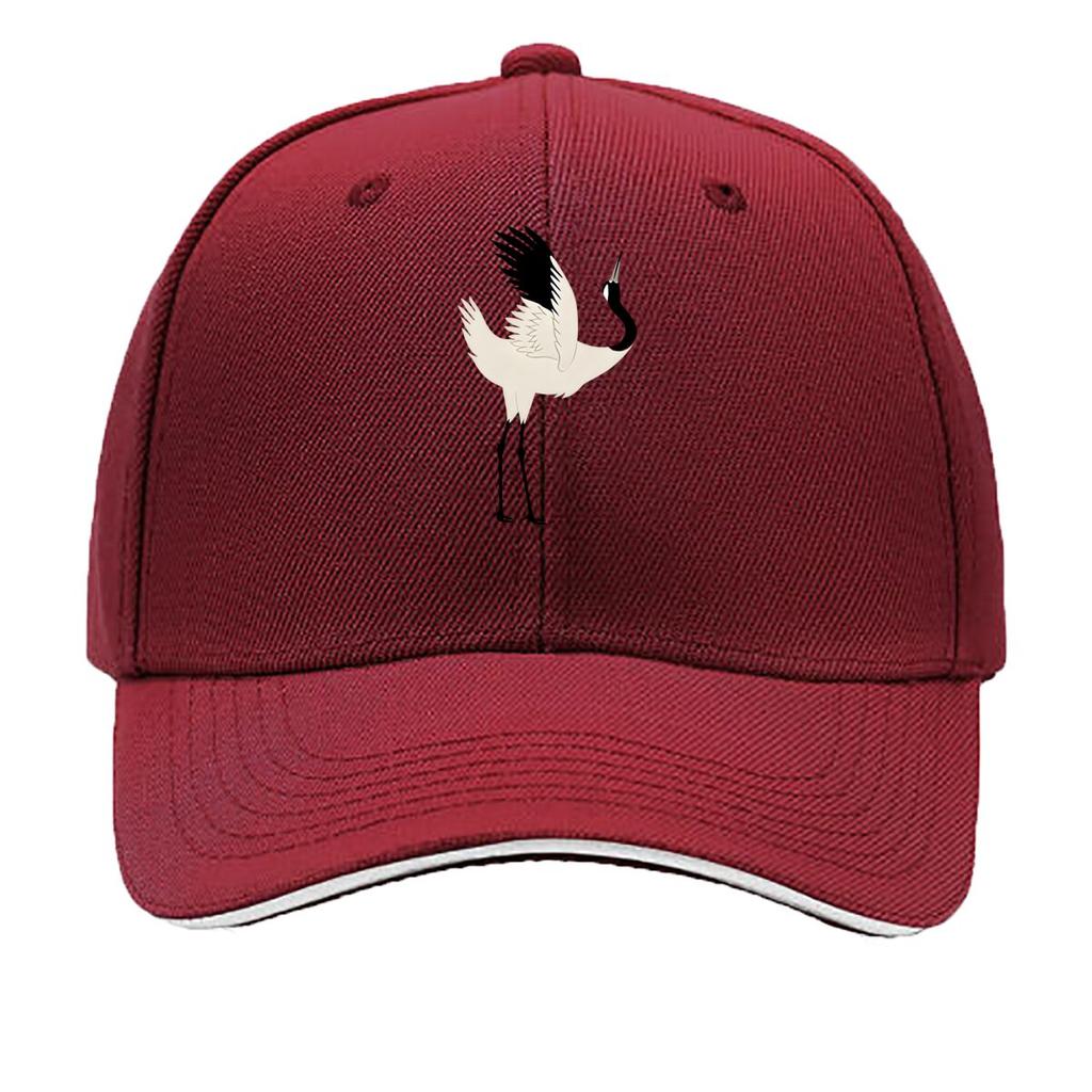 Crane Baseball Cap Adjustable Lightweight Vintage Hat Animal Theme Hand Washable Buckle Closure Sandwich Baseball Cap