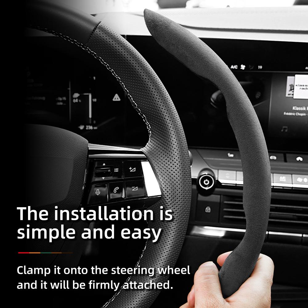 Suitable for Opel Anti-Slip Buckle Segmented Suede Steering Wheel Cover Suitable for Astra H Gtc J Insignia Corsa D E Mokka Vectra C K Zafira B 