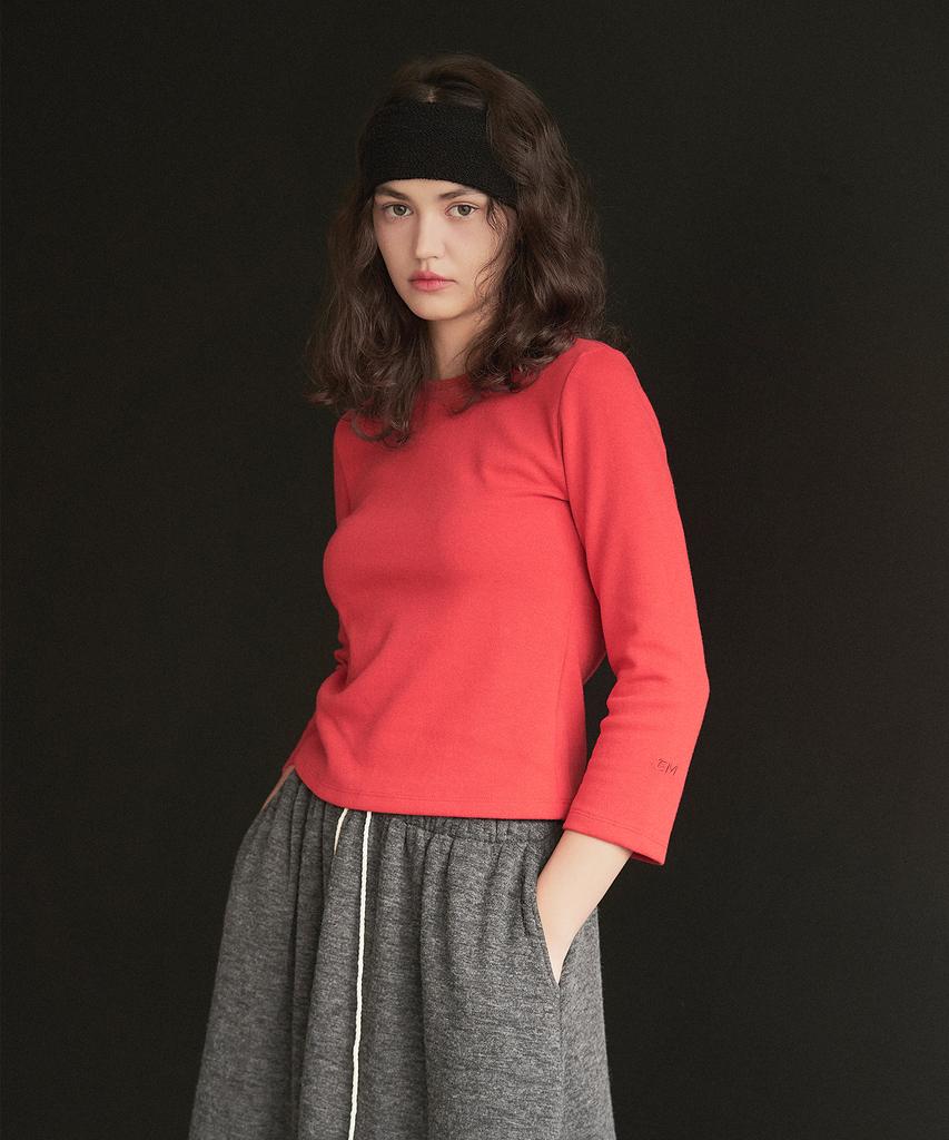 Iteoneolmomeonteu Daily Soft 9/10 Sleeve Tee _ Red