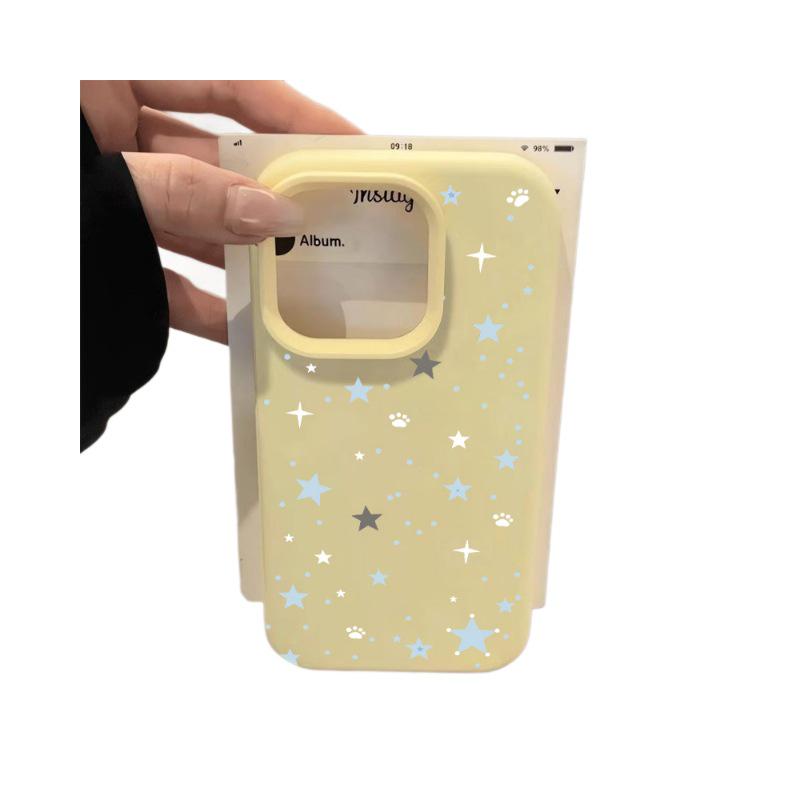 Blue & White Star Nail Print Phone Case for Apple 17 Pro Max, 16, 15, 14 Pro, 12 Glutinous Rice