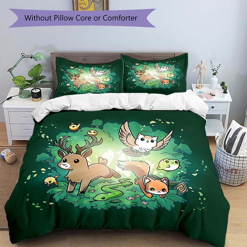 

3pcs Cute Little Animals Quilt Set - Soft and Comfortable Bedroom, Guest Room and Dorm Decor Bedding Set 1 Quilt Cover + 2 Pillowcases.N029 135cm*200cm