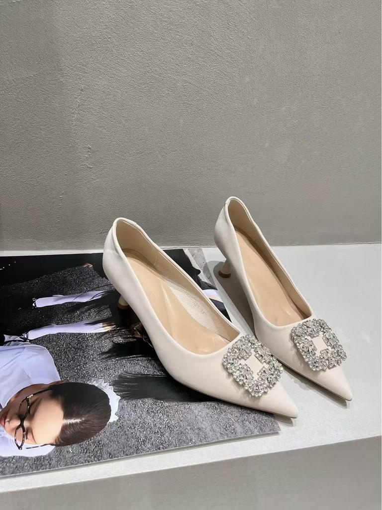 2025 Samtige Stilettos mit spitzer Zehenpartie und Strasssteinen - Elegante Abend- und Arbeitsschuhe