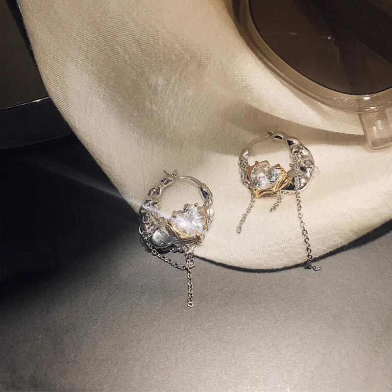 Anel Punk Irregular de Cristal Brilhante Brincos Moda Feminina Brincos Coreanos de Destaque Joias de Festa Presentes Y2K