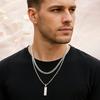 Fine2-piece Set, Simple and Fashionable Vertical Bar Necklace Set, Men's Vacation Dating Gift, Daily Matching.