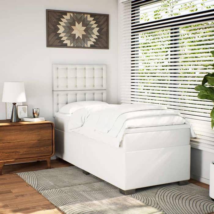 Maison Exclusive - Sommier à lattes de lit avec matelas Blanc 80x200 cm Similicuir