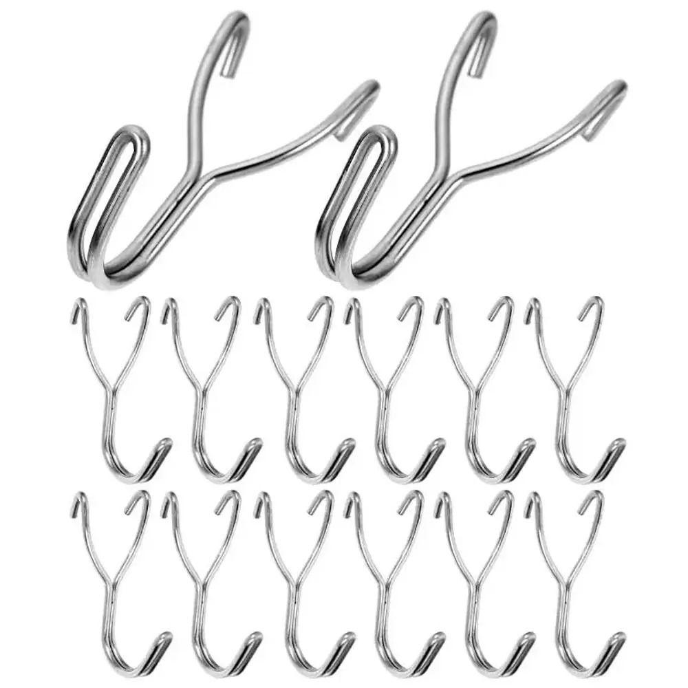 10 Pcs Display Stainless Steel Pegs Wall Mesh Hanging Boards Hole Hooks Peg Board Hook  Supermarket
