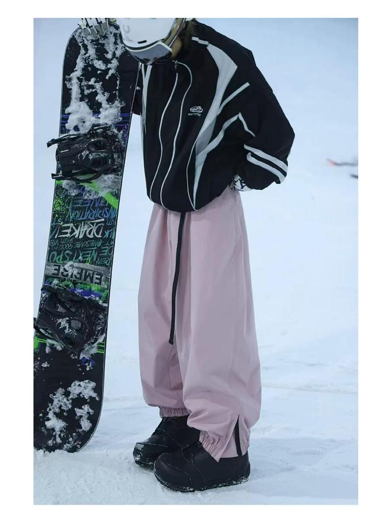 Unisex Waterproof Velvet Ski Pants for Winter Outdoor Sports - Trendy American Casual Joggers