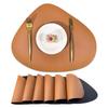 Nordic Style Waterproof Double-Sided Lychee Grain Leather Placemat - Heat Resistant, Wear-Resistant Table Mat for Hotels