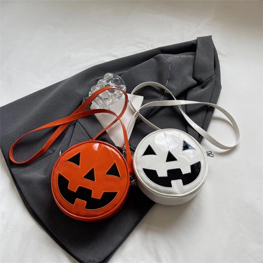 Purse Round Halloween Pumpkin Crossbody Bag Adjustable Strap Pumpkin Devil Shoulder Bag Men/Women