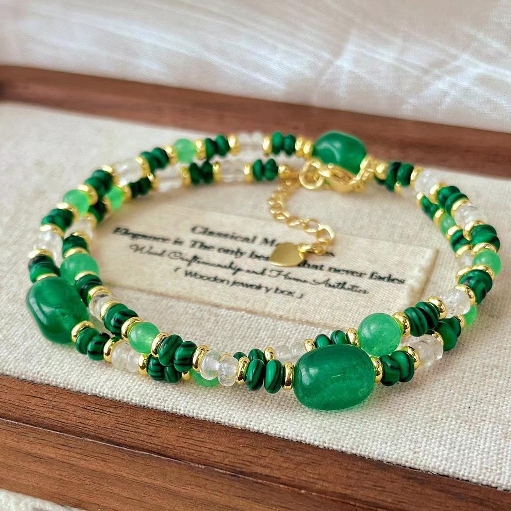National Style Retro Natural White Crystal, Quartzite Contrasting Color High-End Sense Collarbone Chain Atmosphere Necklace Neck