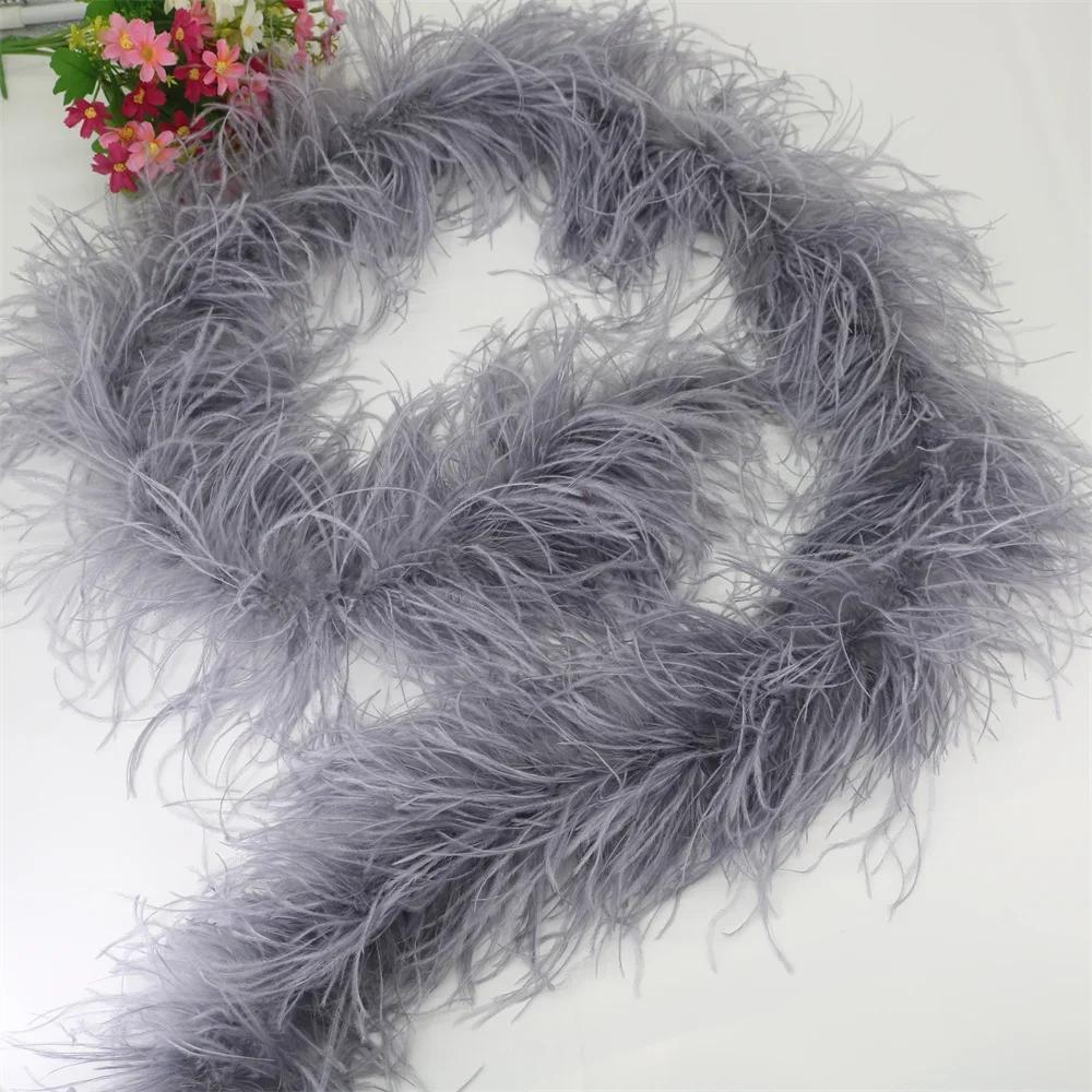 DIY 6 Layer Ostrich Feathers Boa Wedding Accessories Plumas De Faisan 2 Meters Clothing Plume Art and Craft Supplies Party Dresses