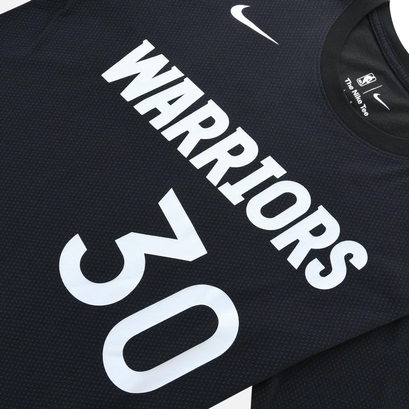 Nike Alphanumeric Print Crew Neck Pullover Short Sleeve T-Shirt, Golden State Warriors, Stephen Curry No. 30 Men Tops Black DM0407-010
