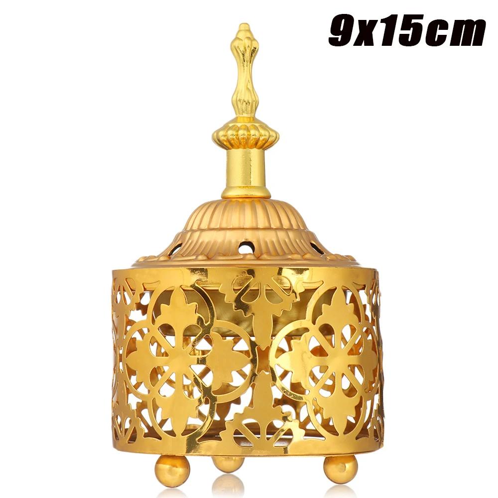 Luxury Arab Tower Style Hollow Out Metal Incense Burner Golden Tower Oil Burner Arab Style Censer Holder Golden Incense Burner