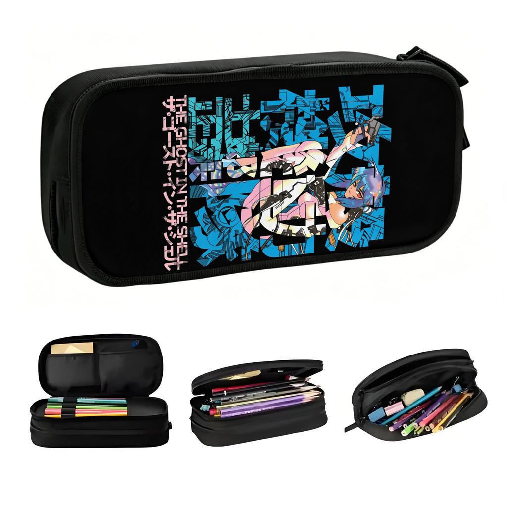 Ghost In The Shell Motoko Kusanagi Cute Pencil Cases Boy Girl Large Capacity Comics Anime Pencil Bag Students Stationery