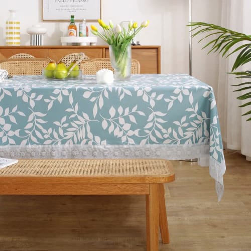 SweetBaku Water-Repellent Rectangular Kitchen Tablecloth with Embossed PVC Backing (150x250cm)