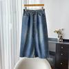 Autumn Women's Plus-Size Denim A-line Skirt with Front Slit, High Stretch, and Slimming Fit