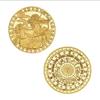 Set of 12 Zodiac Coins, Zodiac Commemorative Coins, Leo Sun God Lucky Coins, Birthday Gifts