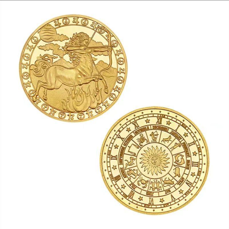 Set of 12 Zodiac Coins, Zodiac Commemorative Coins, Leo Sun God Lucky Coins, Birthday Gifts