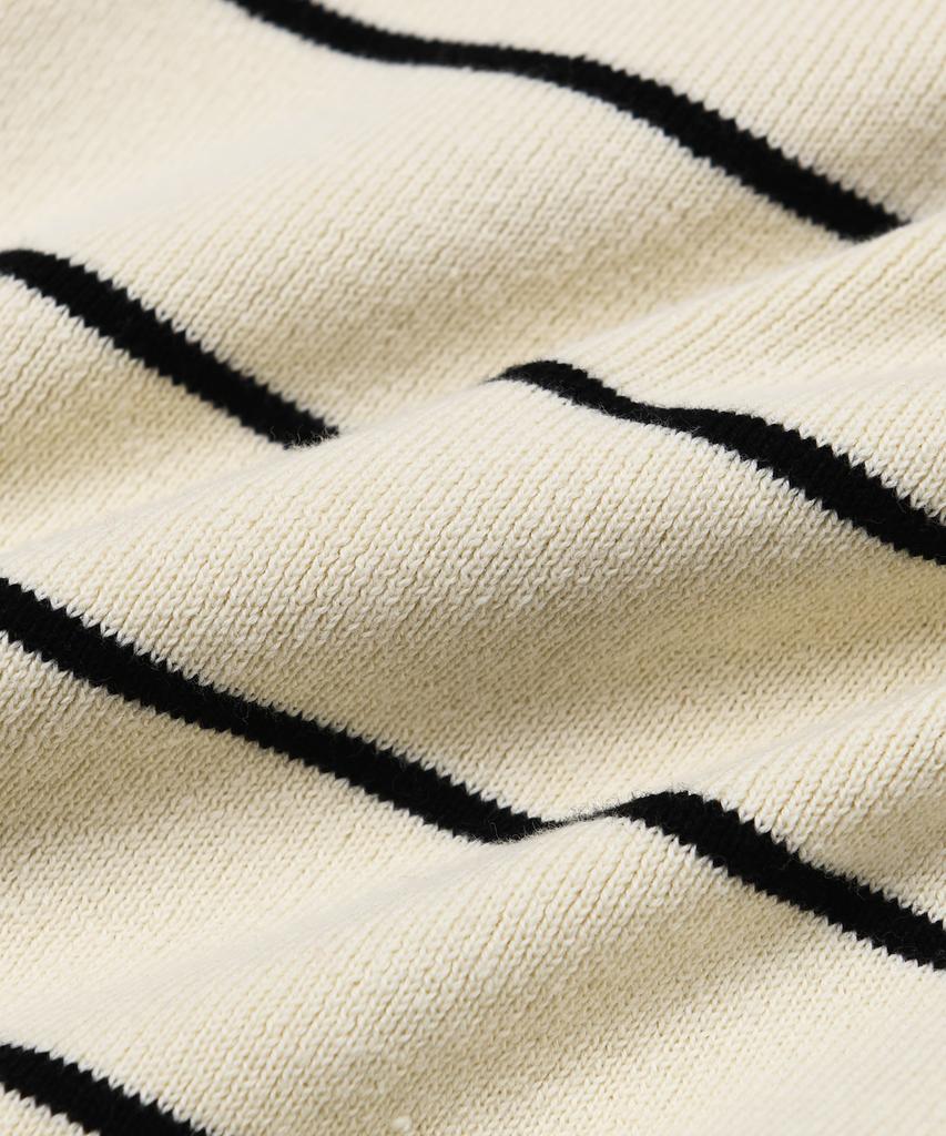 YALE Women'S Y Logo Striped Polo Knit_Ivory