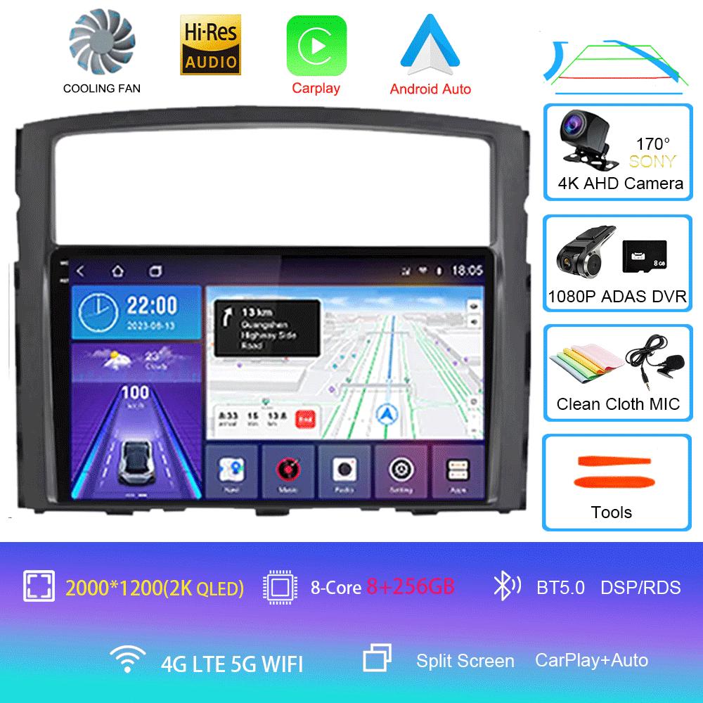 For Mitsubishi Pajero 4 V80 V90 2006-2014 8 Core 5G Car Radio Multimedia Video Player Android 14 2 Din Carplay Gsp QLED DSP