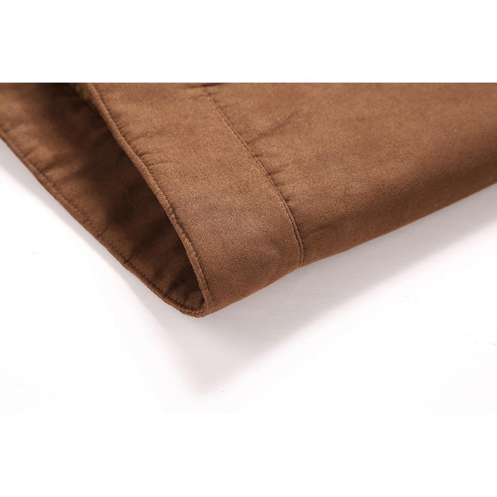 Heren Casual Multi-pocket Suède Fleece-gevoerd Rits-sluiting Opstaande Kraag Warme Jas