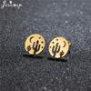 Unique Christmas Earring Stainless Steel YES NO Cactus Footprint Music Stud Earrings for Women Tiny Star Boots Jewelry Girl Gift