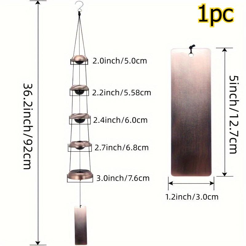 

1pcs 5-Tier pagoda wind Chimes Retro Iron Bell Metal Hanging Ornament Home Decor for Indoor Balcony Garden & Park Decoration коричневый