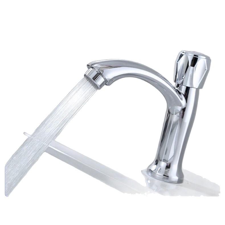 Single Hole Bathroom Faucet Cold Water Only Zinc Alloy Construction ABS Base 18x17x6cm Dimension Silver Finish