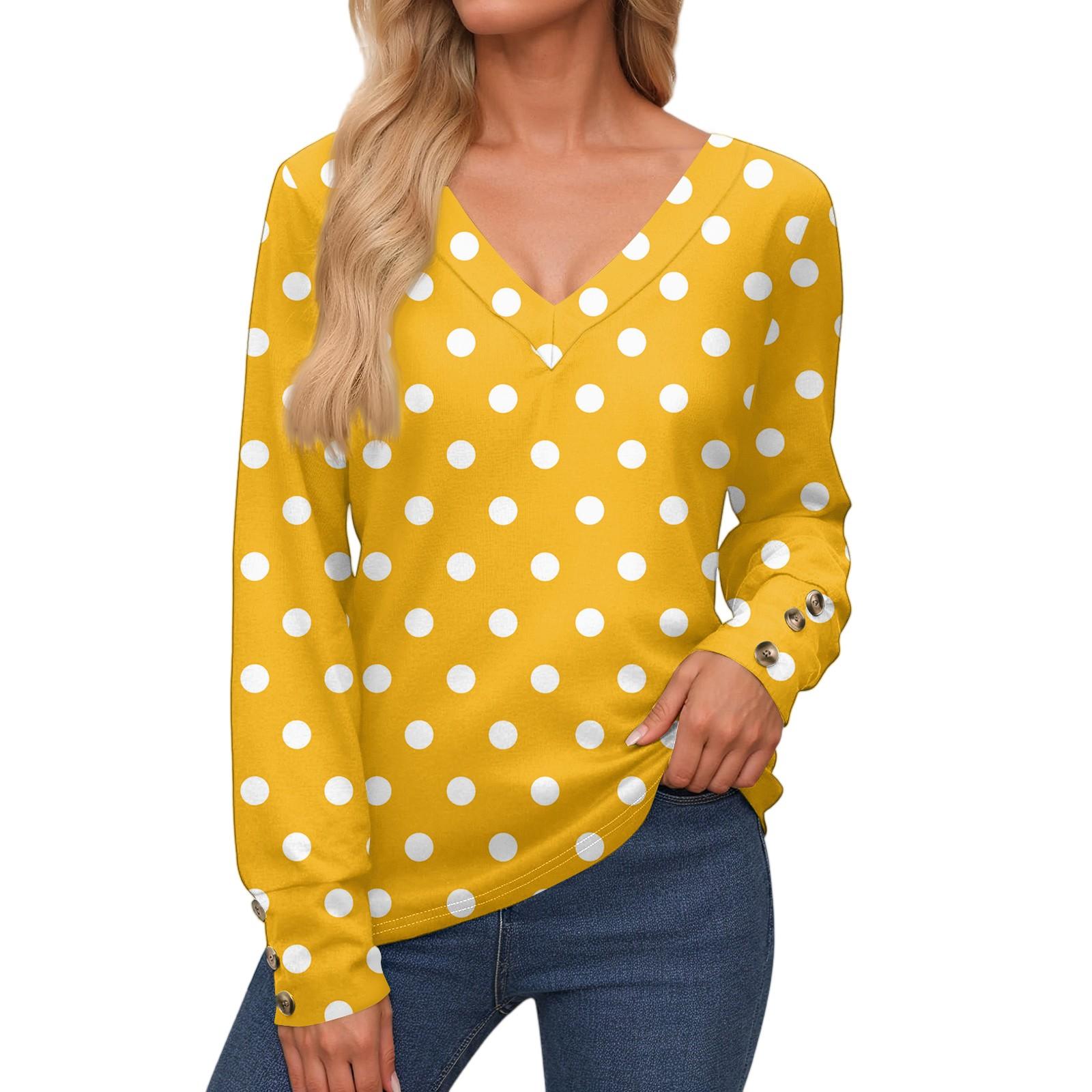 

Женские топы с длинными рукавами, манжетами на пуговицах, рубашка на пуговицах, повседневная свободная футболка с V-образным вырезом, цветочные топы XL оранжевый