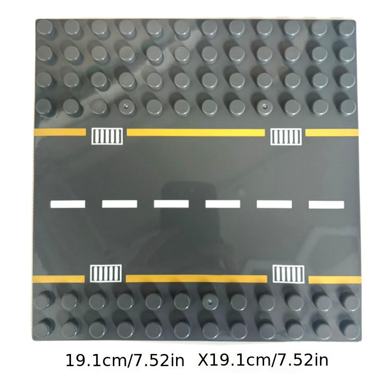 7.51in * Large Particles Dot City Road Street Baseplate Straight Curve Constructing Blocks Bricks Base Plate Children Toys