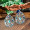 Vintage Earrings Silver Geometric Turquoise Drop Earrings Bohemian Dangle Jewelry for Women