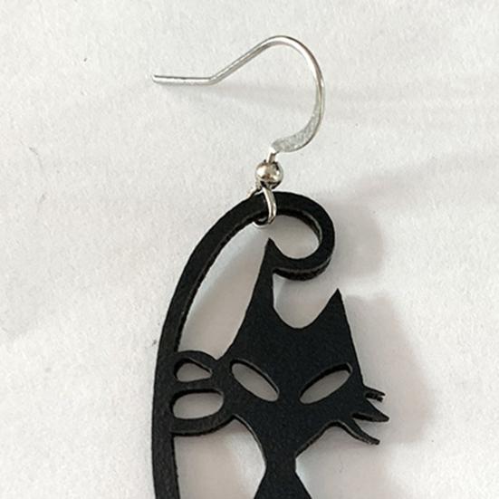 Yousheng 1 Pair Dangle Earrings Cat Shape Dress Up Jewelry Horrible Black Hook Earrings for Halloween