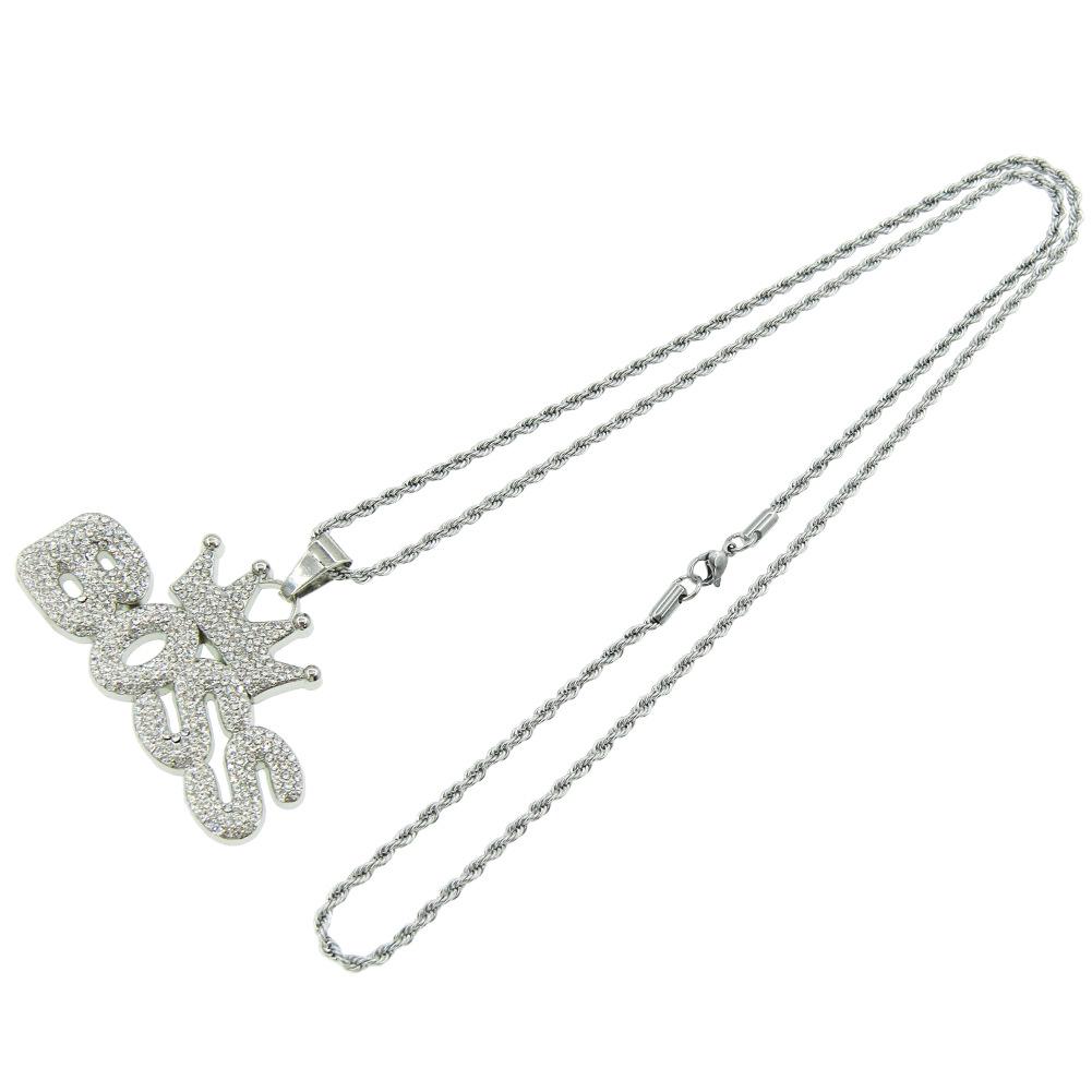 European & American Hip Hop Crown Letter Pendant Necklace - Trendy, Exaggerated Long Style Accessory