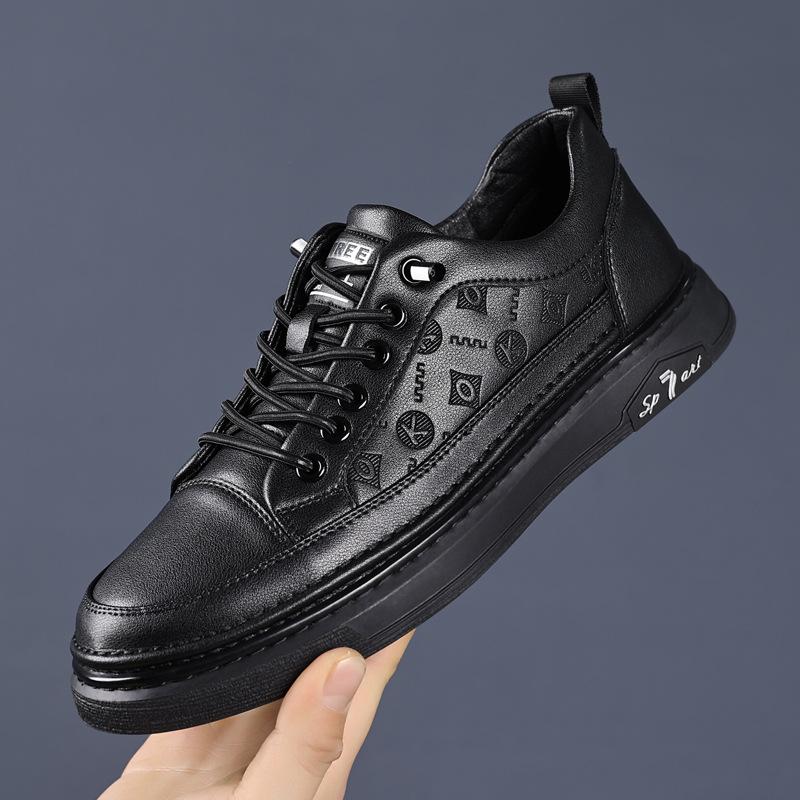 2025 Spring and Autumn New Men's Sports Casual Leather Shoes Men's Handmade Online Versatile Board Shoes Trend Little White Shoes 6618