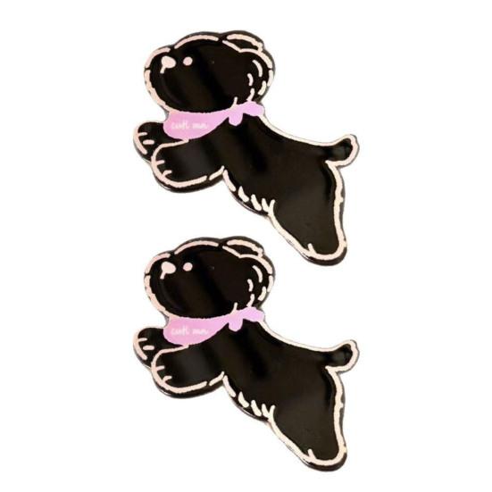 2Pcs Girl Hairpin Acrylic Color Matching Puppy Shape Hair Clips Lightweight Side Bang Hair Pins Hair Styling Accessories