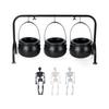 Yousheng Halloween Decoration Witches Cauldron Serving Bowls Set with Iron Rack Skeleton Hooks Plastic Candy Bowl for Indoor Outdoor Party Decorations