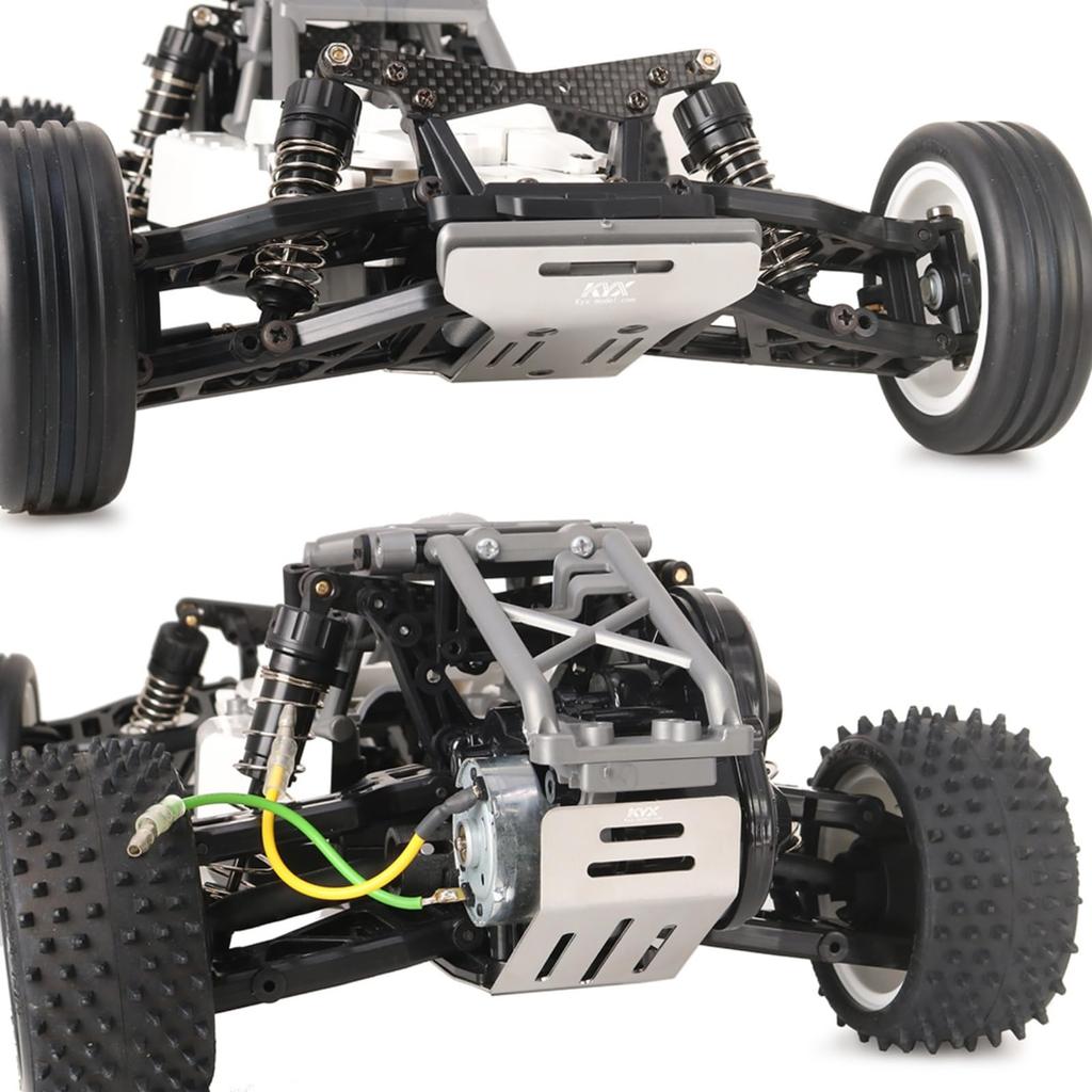 XBERSTAR Chassis Armor Set for Tamiya 1/10 Fighter Nxgen DT-04 RC Car, Front and Rear Stainless Steel Chassis Armor Protection Skid Plates
